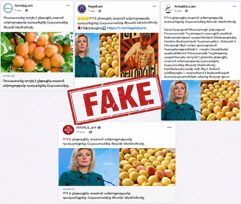 Мария Захарова на видео, использованном для создания фейка о запрете импорта армянских абрикосов